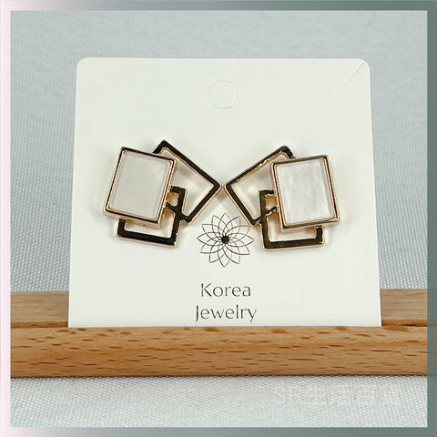韓式耳環-金邊幾何
